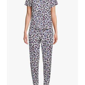 Imagine Jacquars Vivid White Jogger Pajama Sleep Set Animal Print- Small